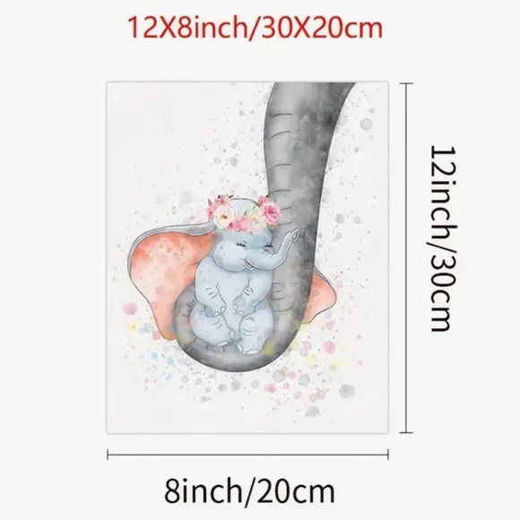 Canvas Poster, Modern Art, Dumbo Print, Dumbo Watercolor  Dumbo Rocking baby - Picture 2 of 3
